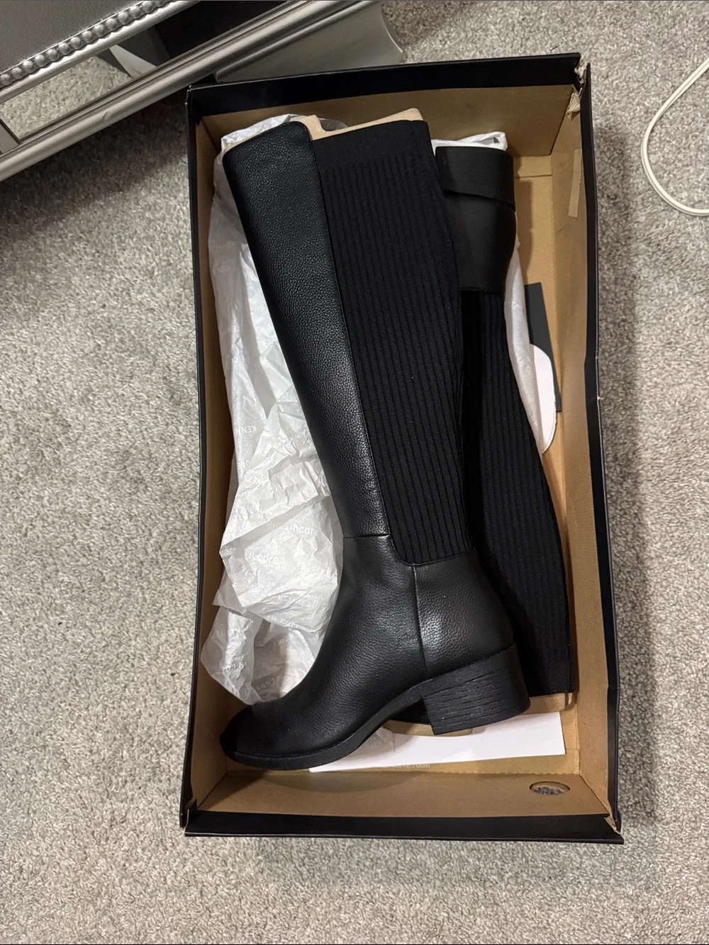 Women's Over-the-Knee Black Leather Zip-Back Boots